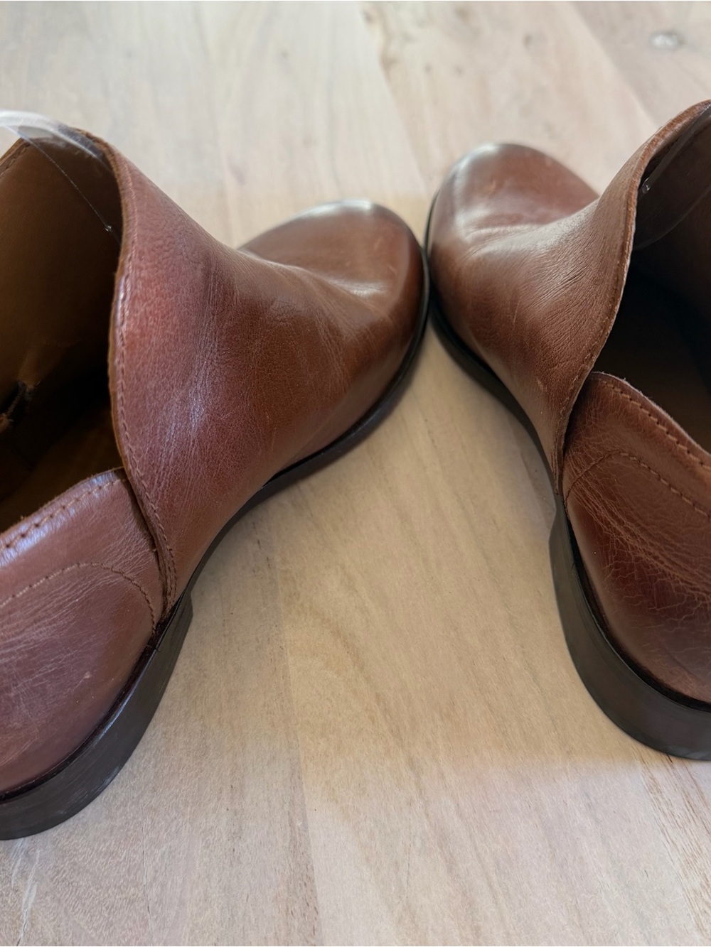 Frye Elyssa Shootie Ankle Boots Cognac Brown Waxed Leather Size 8 - Picture 6 of 8